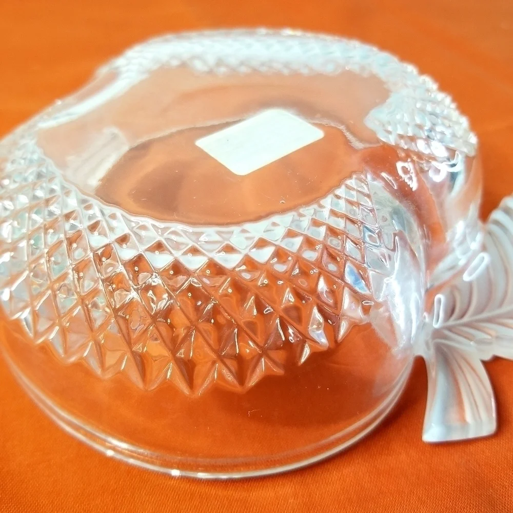 Vintage Mikasa Glass Crystal Textured Frosted Apple  Candy Dish Bowl, Germany